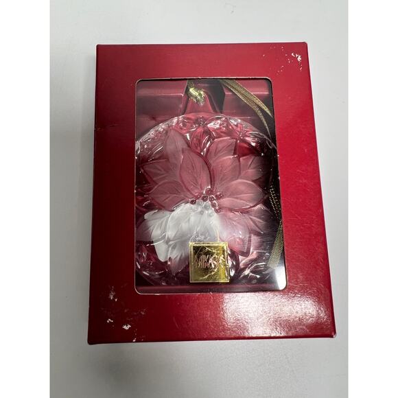 Mikasa Festive Poinsettia 3.25" Glass Christmas Ornament - Picture 1 of 4